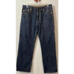 Coogi The Lucky Country 36x34 Mens Dark Wash Wide-Leg Denim Blue Jeans! MZZ5